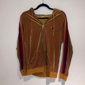 Aviator Nation Yellow Velour Zip Up Jacket